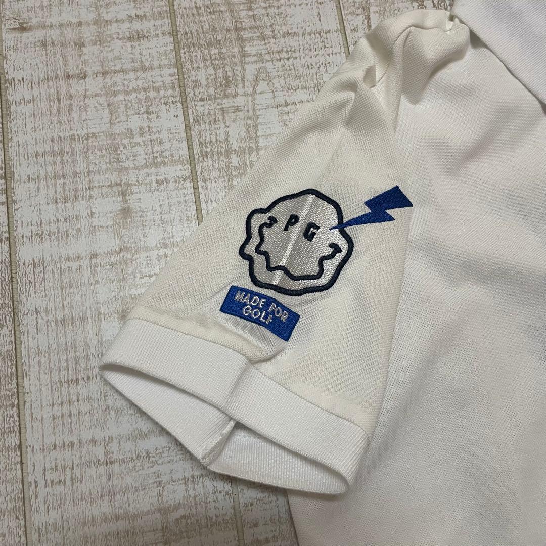 新品 パーリーゲイツ 半袖シャツ サンダーロゴ ホワイト Mサイズ（4）