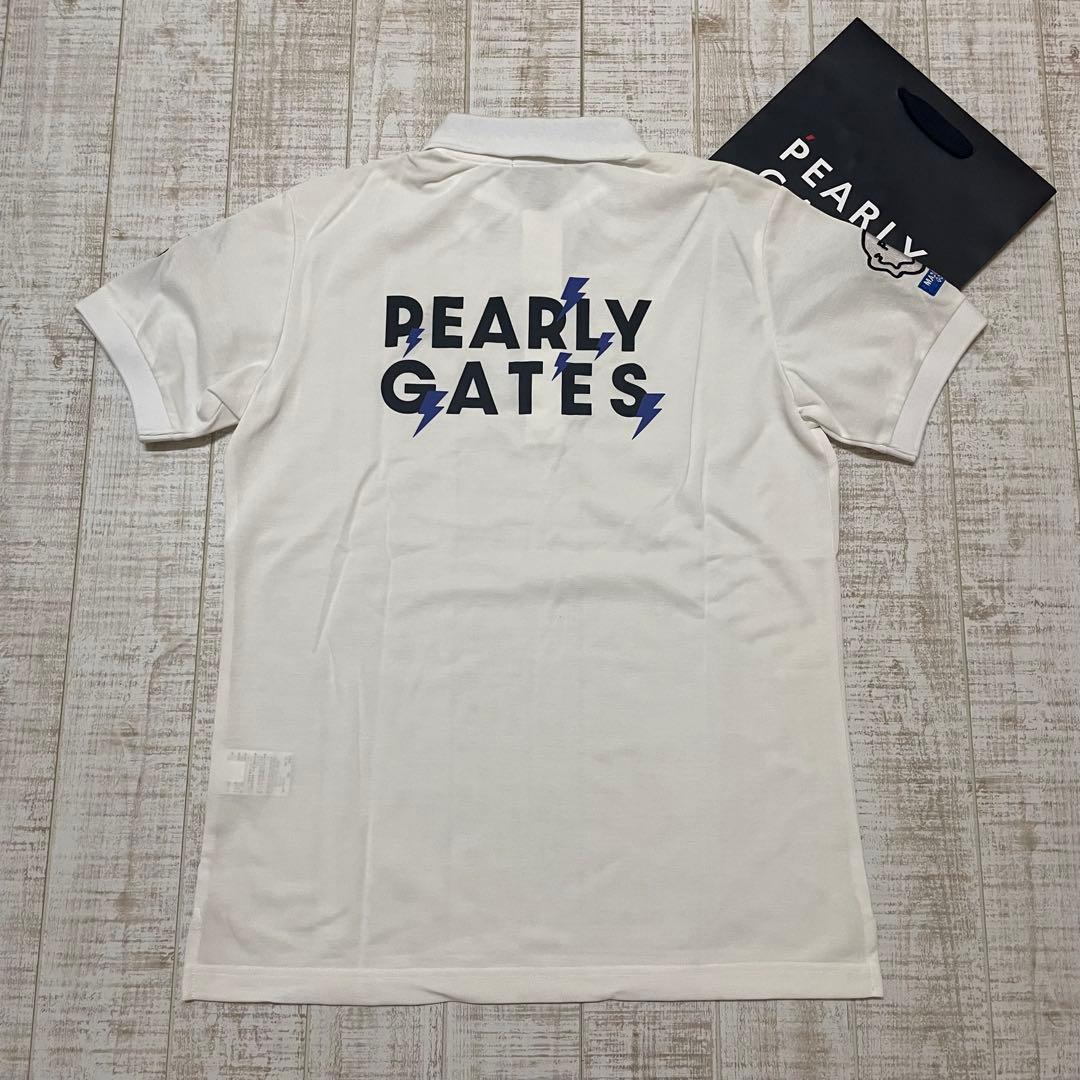 新品 パーリーゲイツ 半袖シャツ サンダーロゴ ホワイト Mサイズ（4）