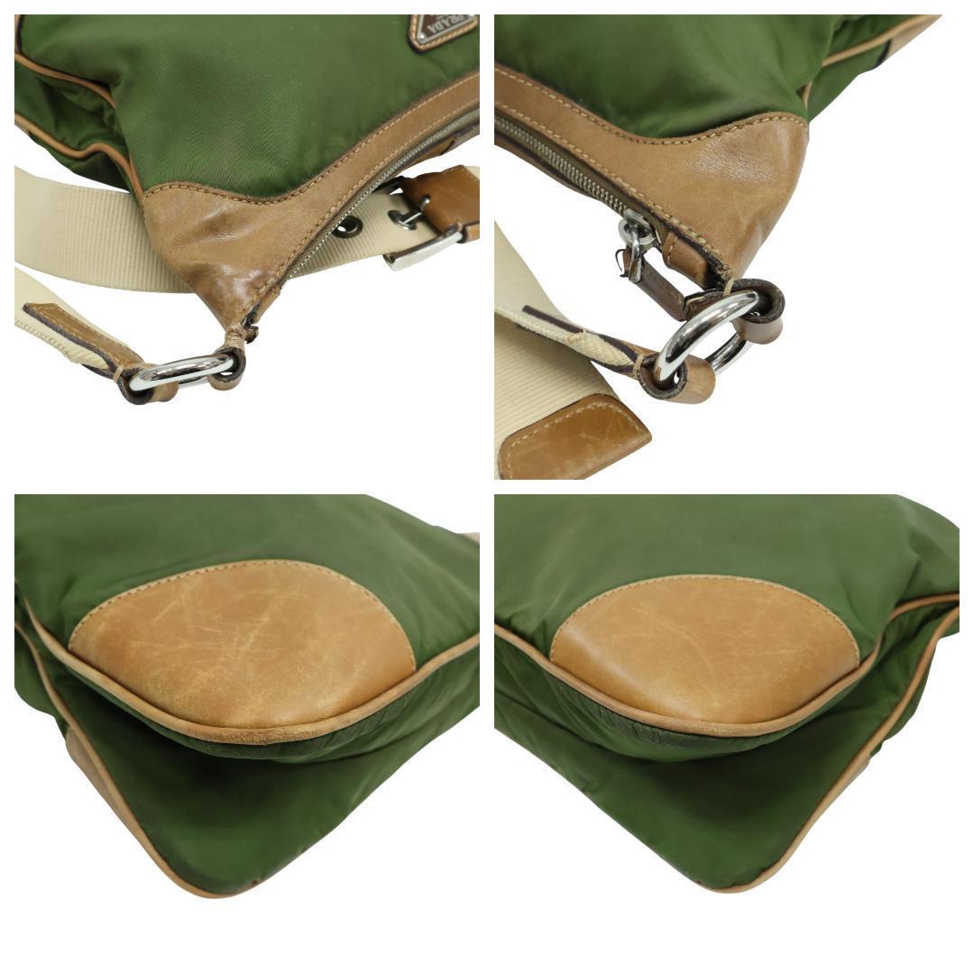 良品 PRADA プラダ ショルダーバッグ ナイロン レザー 三角ロゴ 白タグ