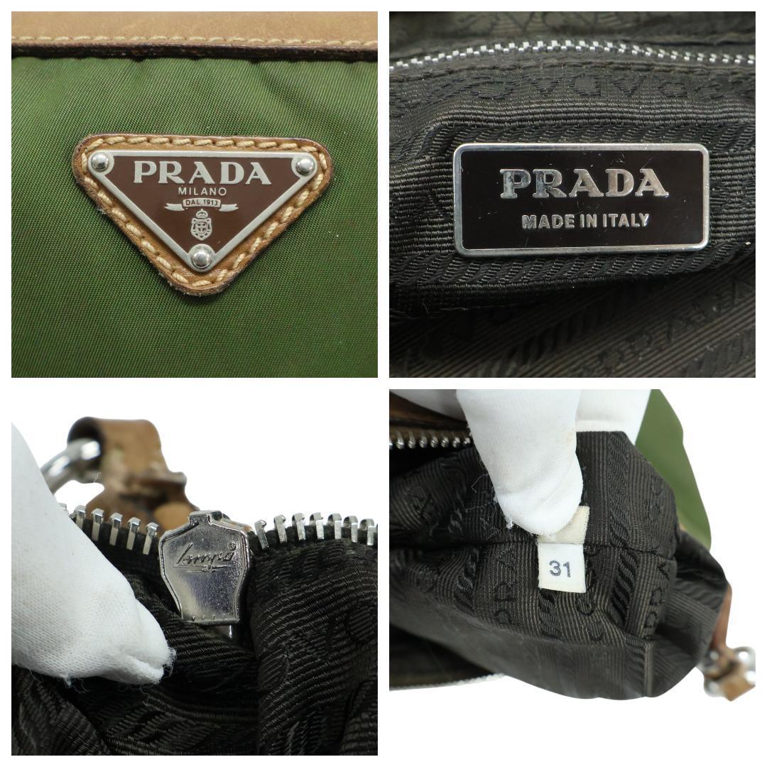 良品 PRADA プラダ ショルダーバッグ ナイロン レザー 三角ロゴ 白タグ