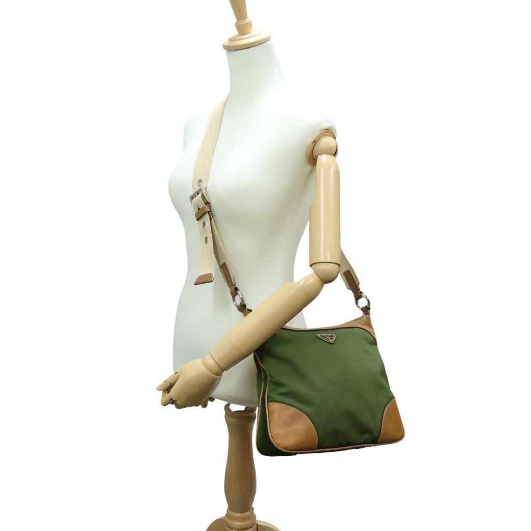 良品 PRADA プラダ ショルダーバッグ ナイロン レザー 三角ロゴ 白タグ