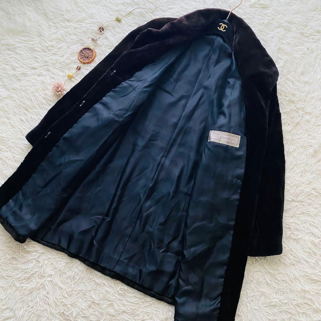 極美品 サガミンク 着丈91㎝ シェアードミンク リアルファー 毛皮コート XL