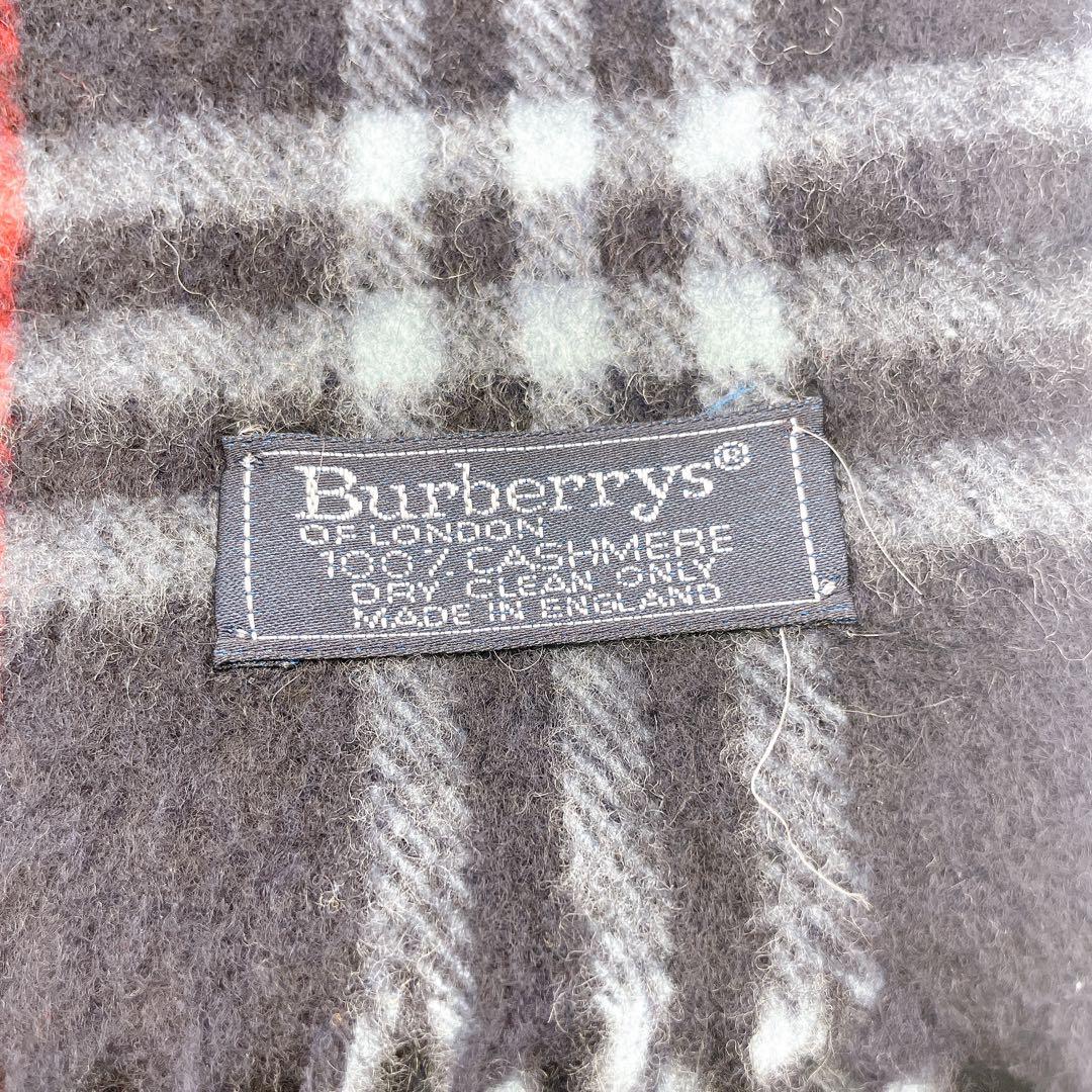 バーバリーズ カシミヤ100％ マフラー ノバチェック 英国製 ネイビー