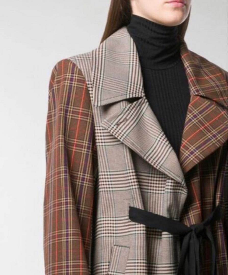 【定価13万】19AW MM6 docking Check wrap coat