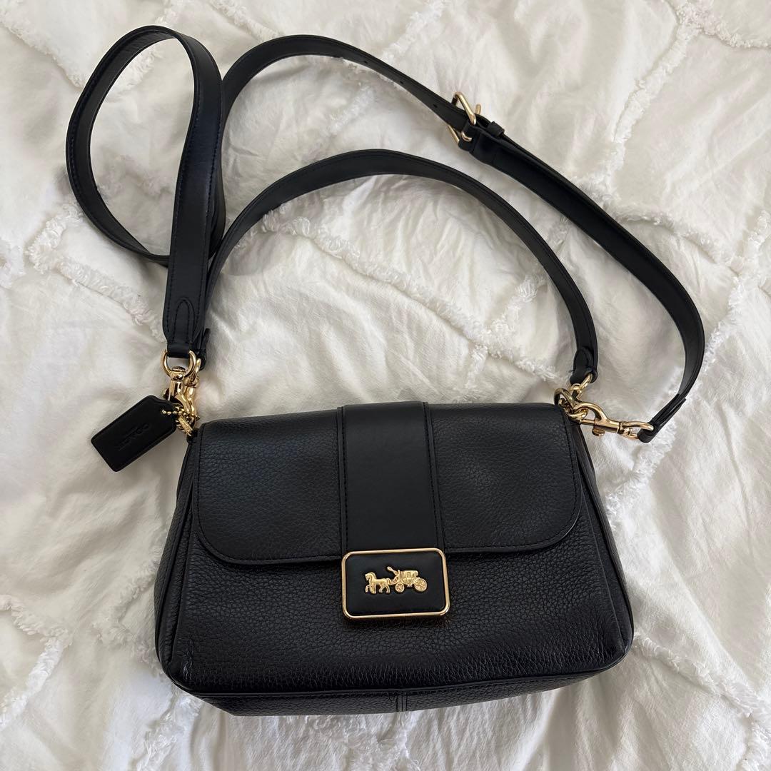 美品　コーチ　グレースハンドバッグ　ショダバッグ 黒