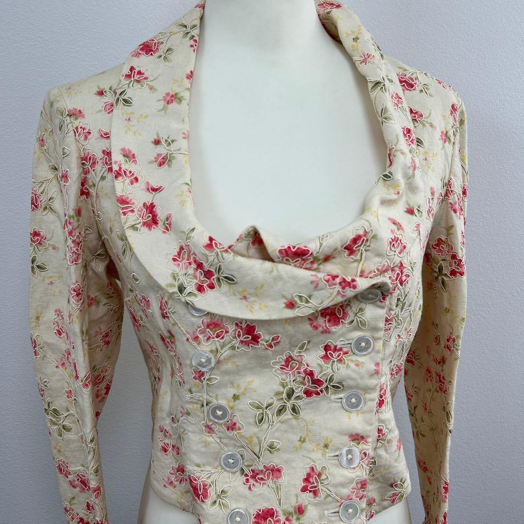 RALPH LAUREN 花柄　刺繍　ショールカラー　ダブルブレスト　ジャケット