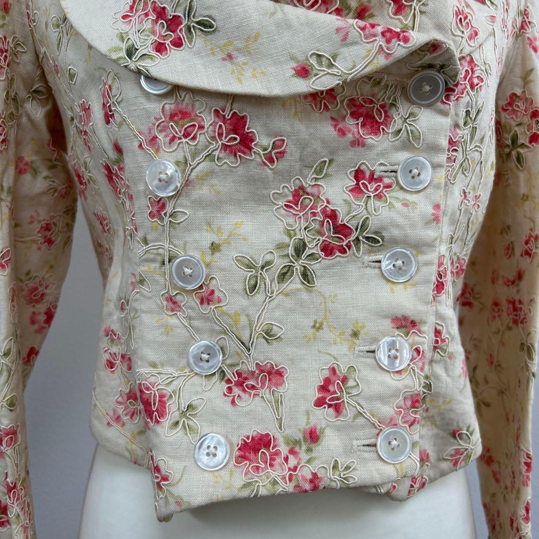 RALPH LAUREN 花柄　刺繍　ショールカラー　ダブルブレスト　ジャケット