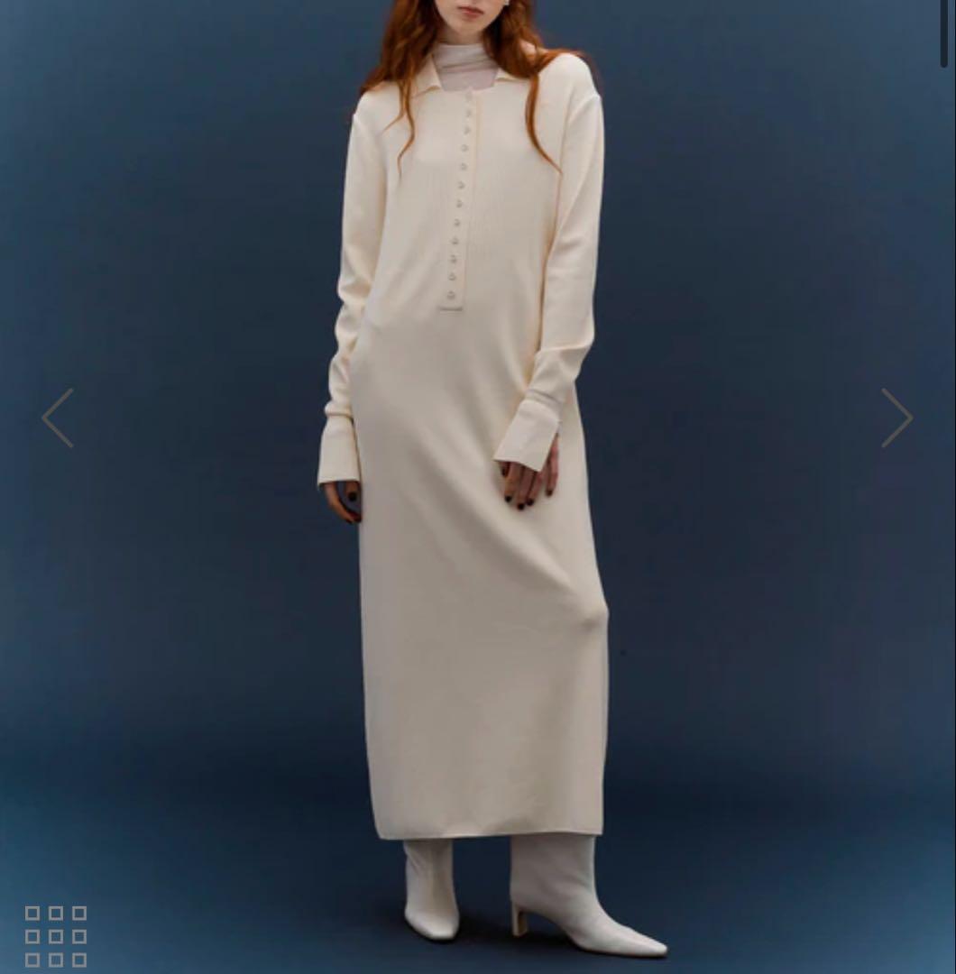 本日終了ボタンニットポロワンピース　アダムエロペ