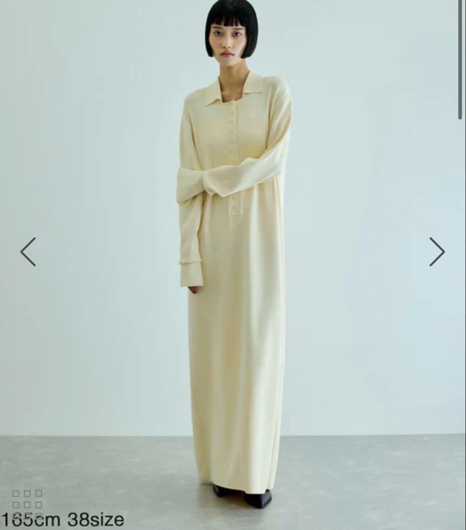 本日終了ボタンニットポロワンピース　アダムエロペ