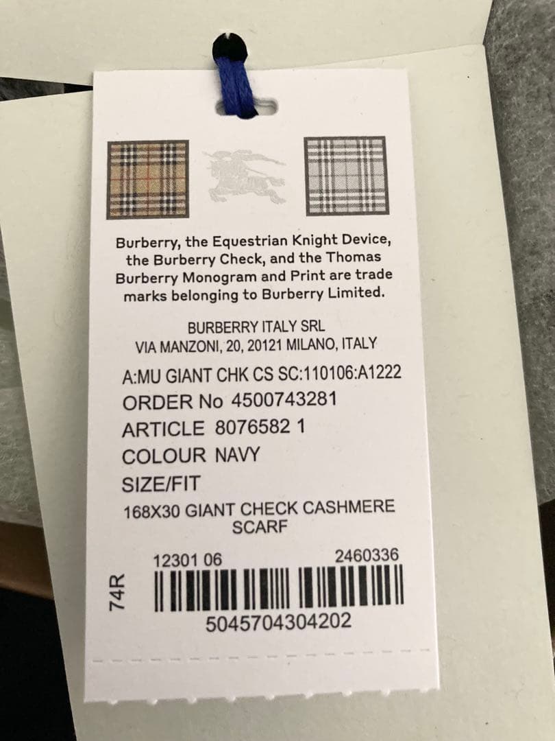 【新品】Burberry バーバリー カシミヤマフラー