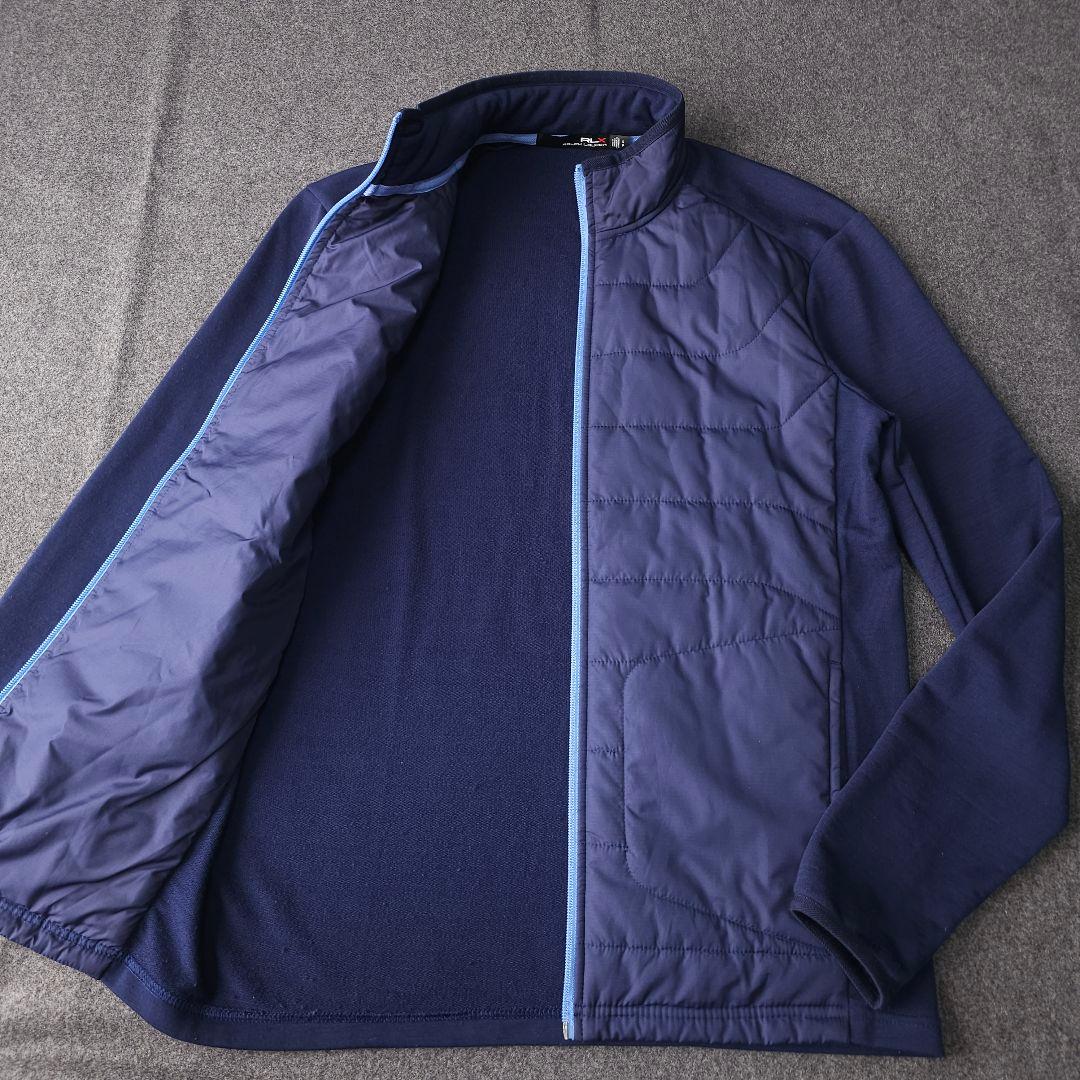 RLX ポロラルフローレン ハイブリッド 中綿ブルゾンニットジャケット S 紺色
