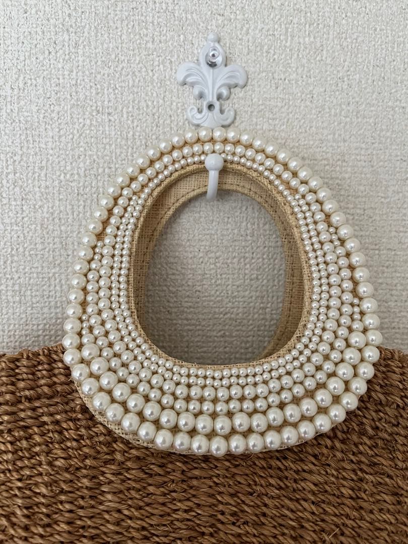 素敵に可愛いい⭐︎アナトリエ⭐︎ベージュ パール装飾 かごバッグ