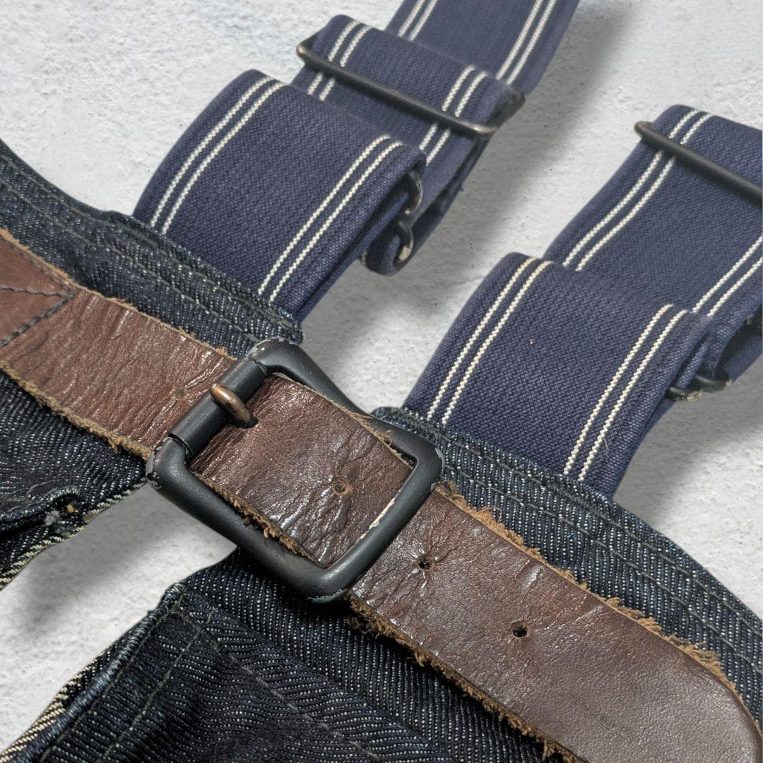 【レア美品】LEE デニム フィッシング タックルベスト 本革ベルト仕様