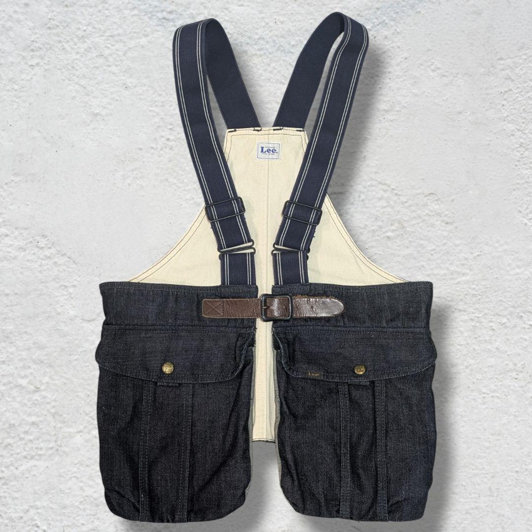 【レア美品】LEE デニム フィッシング タックルベスト 本革ベルト仕様