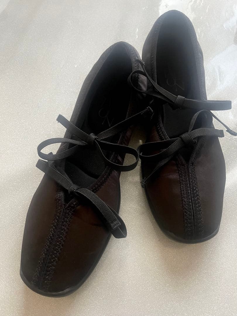 LE TALON ルタロン ダブルリボン バレリーナ シューズ ブラック