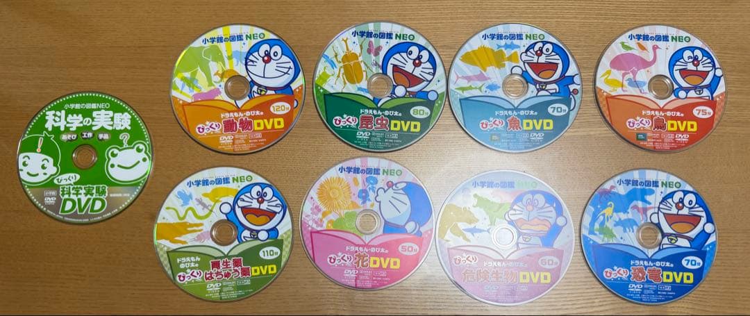 小学館の図鑑NEO　DVD　9枚セット　ドラえもん　 昆虫　鳥　花　危険生物