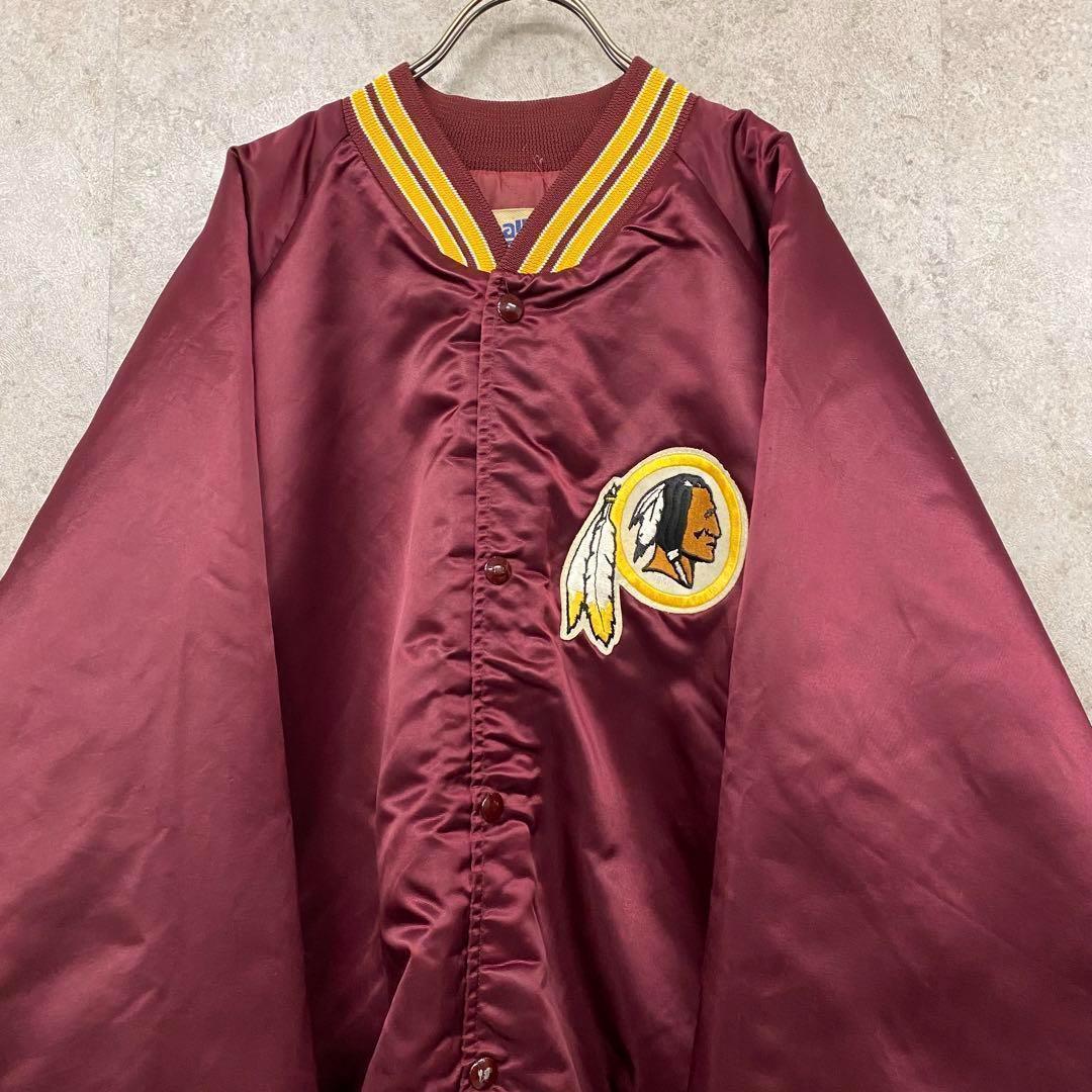 レア古着90s○NFLレッドスキンズ刺繍スタジャン バーガンディー メンズXL