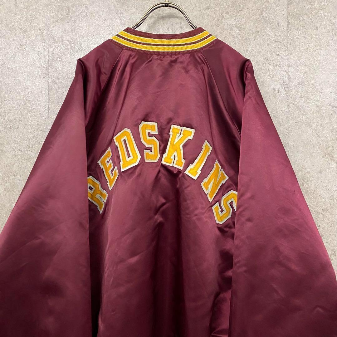 レア古着90s○NFLレッドスキンズ刺繍スタジャン バーガンディー メンズXL