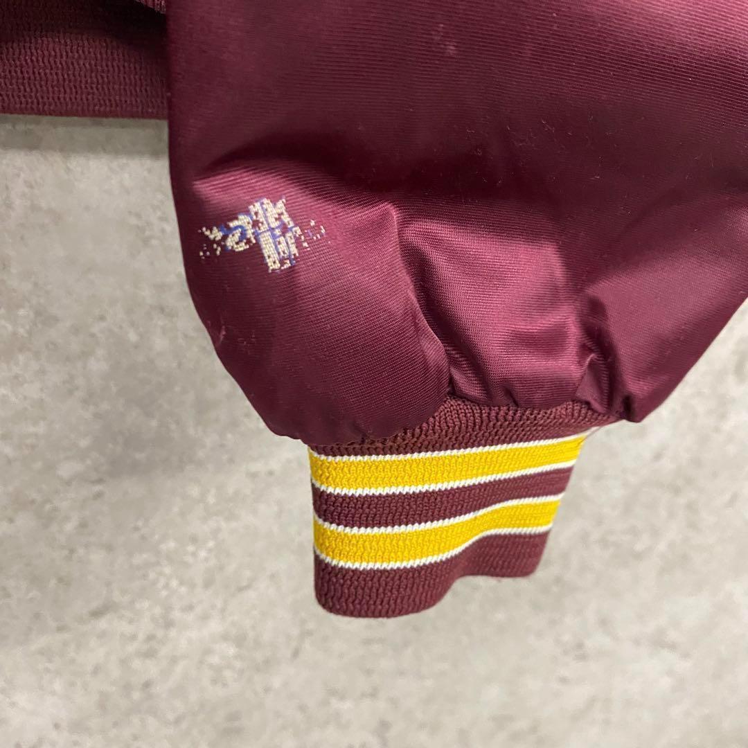レア古着90s○NFLレッドスキンズ刺繍スタジャン バーガンディー メンズXL