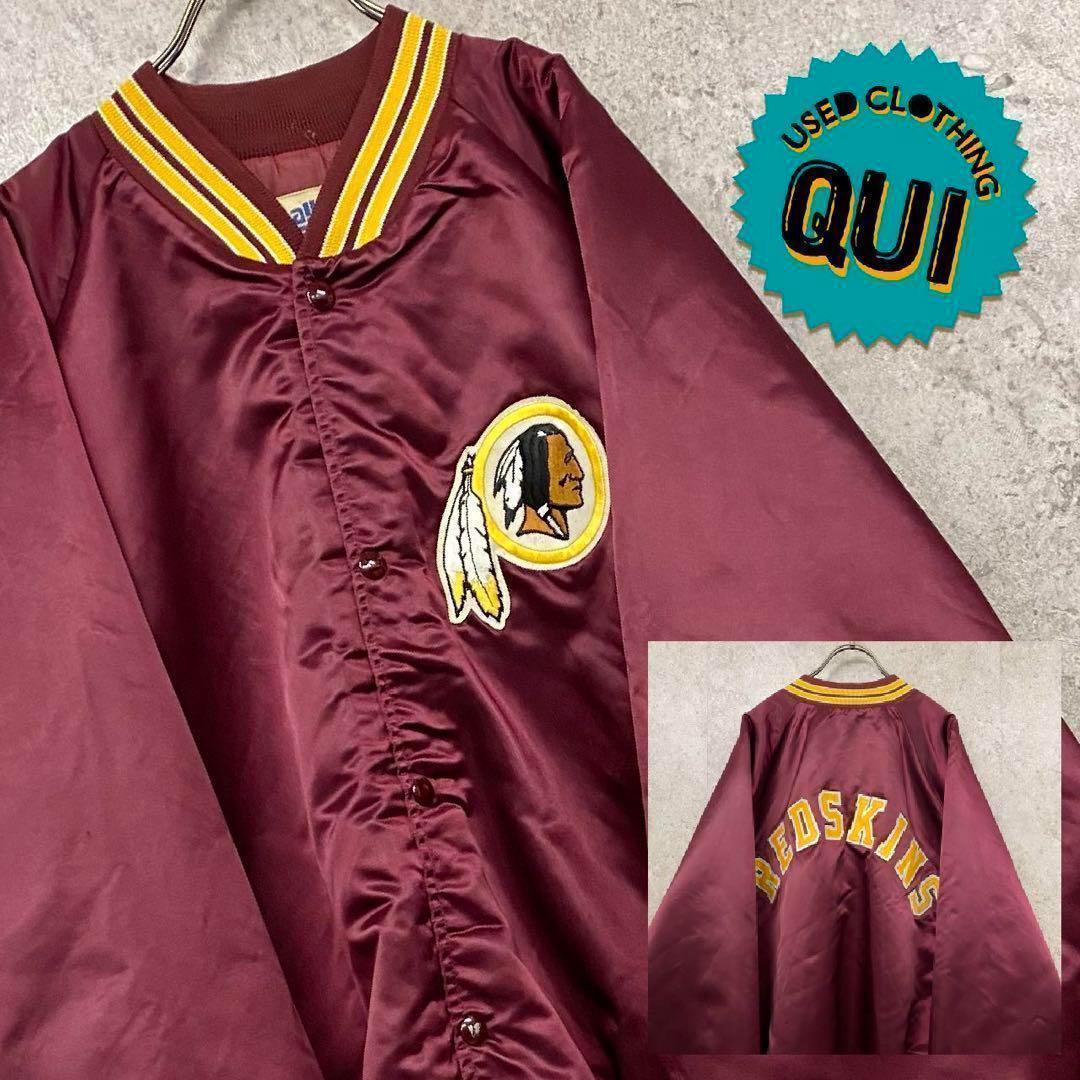 レア古着90s○NFLレッドスキンズ刺繍スタジャン バーガンディー メンズXL