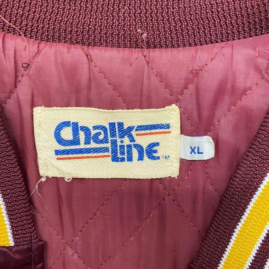 レア古着90s○NFLレッドスキンズ刺繍スタジャン バーガンディー メンズXL