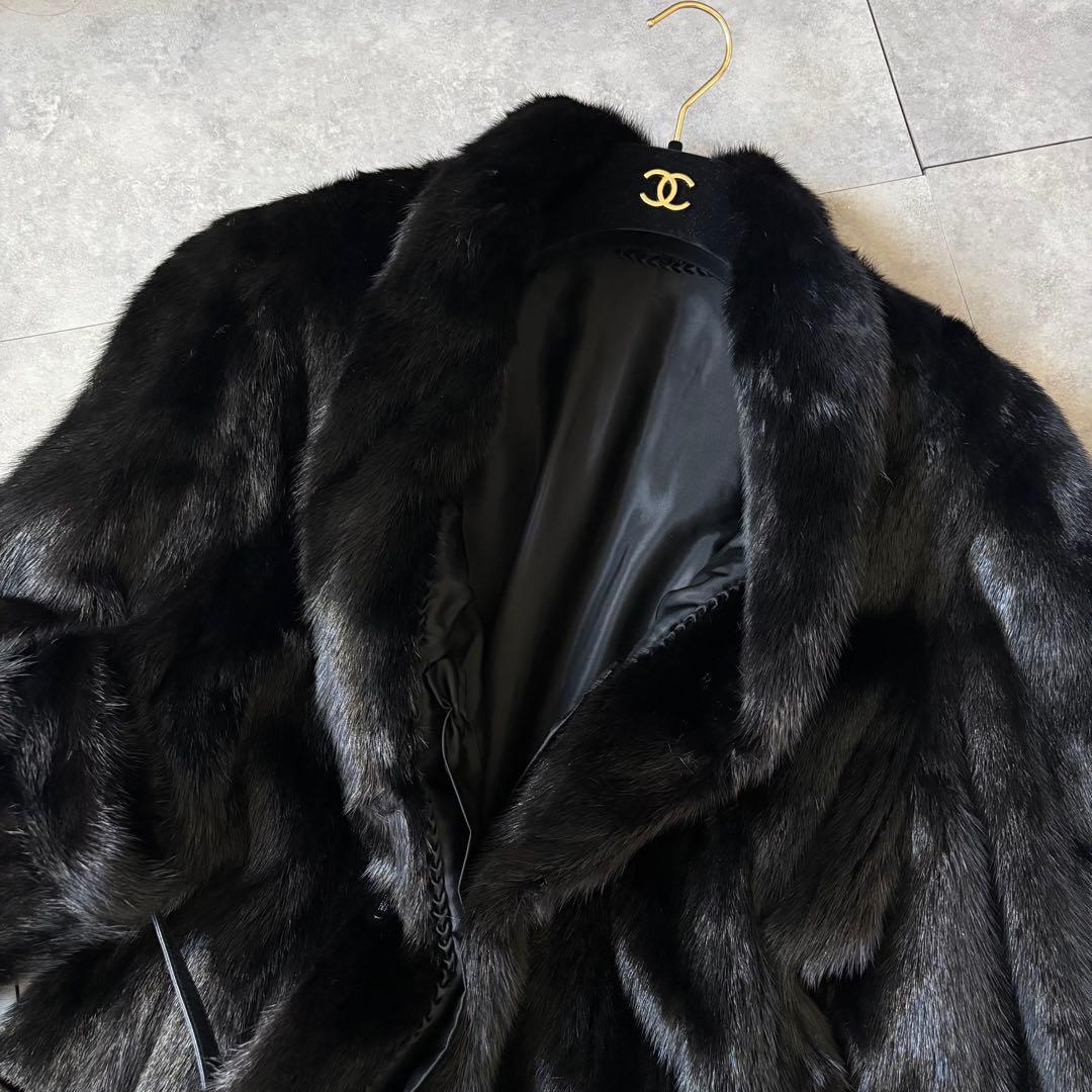 【極美品❣️】毛皮　総丈114 高級ミンク 銀SAGA ミンクコート ブラック