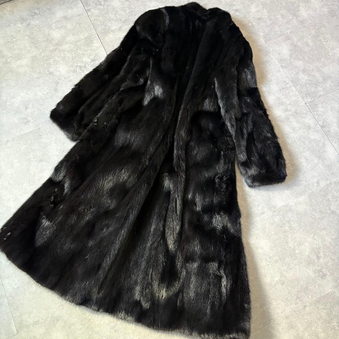 【極美品❣️】毛皮　総丈114 高級ミンク 銀SAGA ミンクコート ブラック