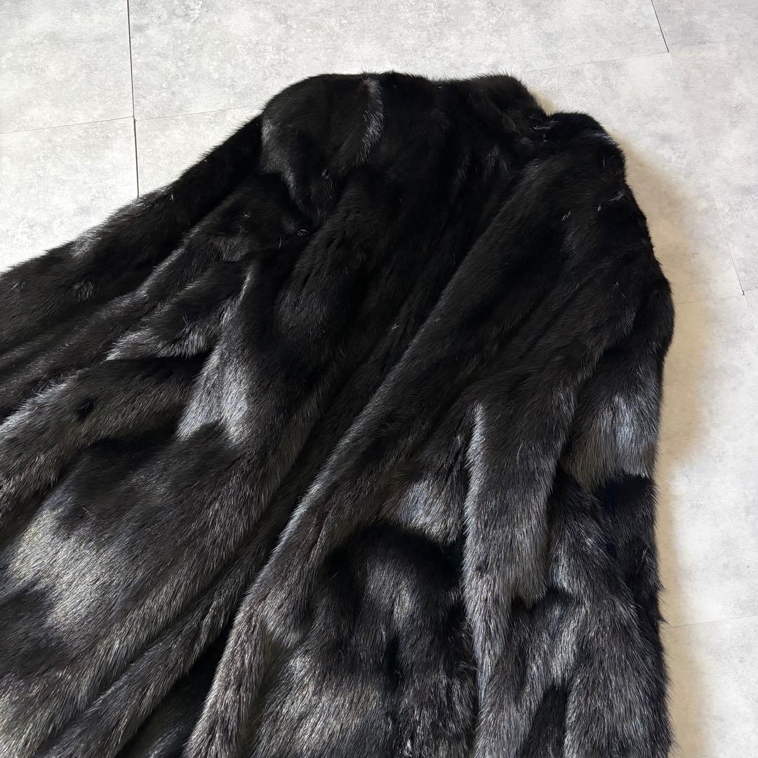 【極美品❣️】毛皮　総丈114 高級ミンク 銀SAGA ミンクコート ブラック