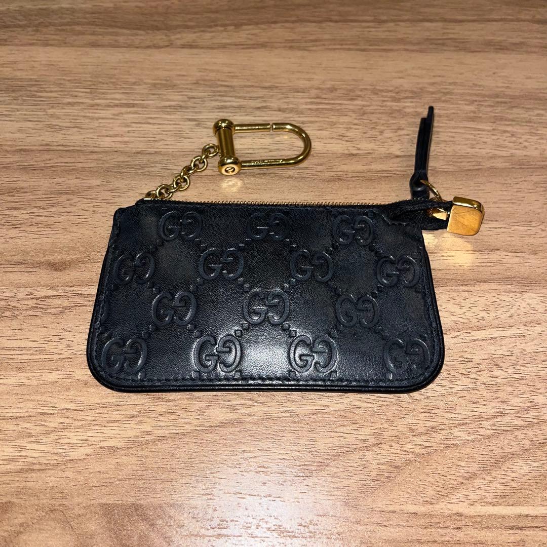 GUCCI GGパターン ブラックレザーキーケース