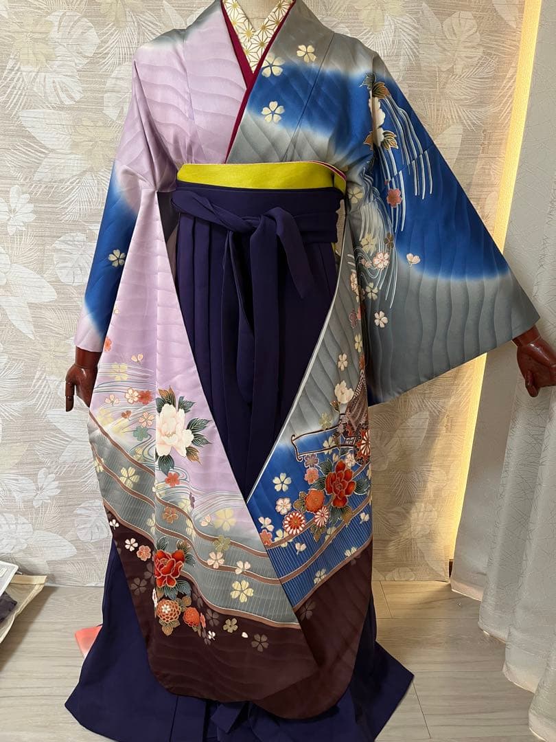 正絹振袖　袴セット　アンティーク振袖　昭和レトロ　モダン　豪華振袖　卒業式袴