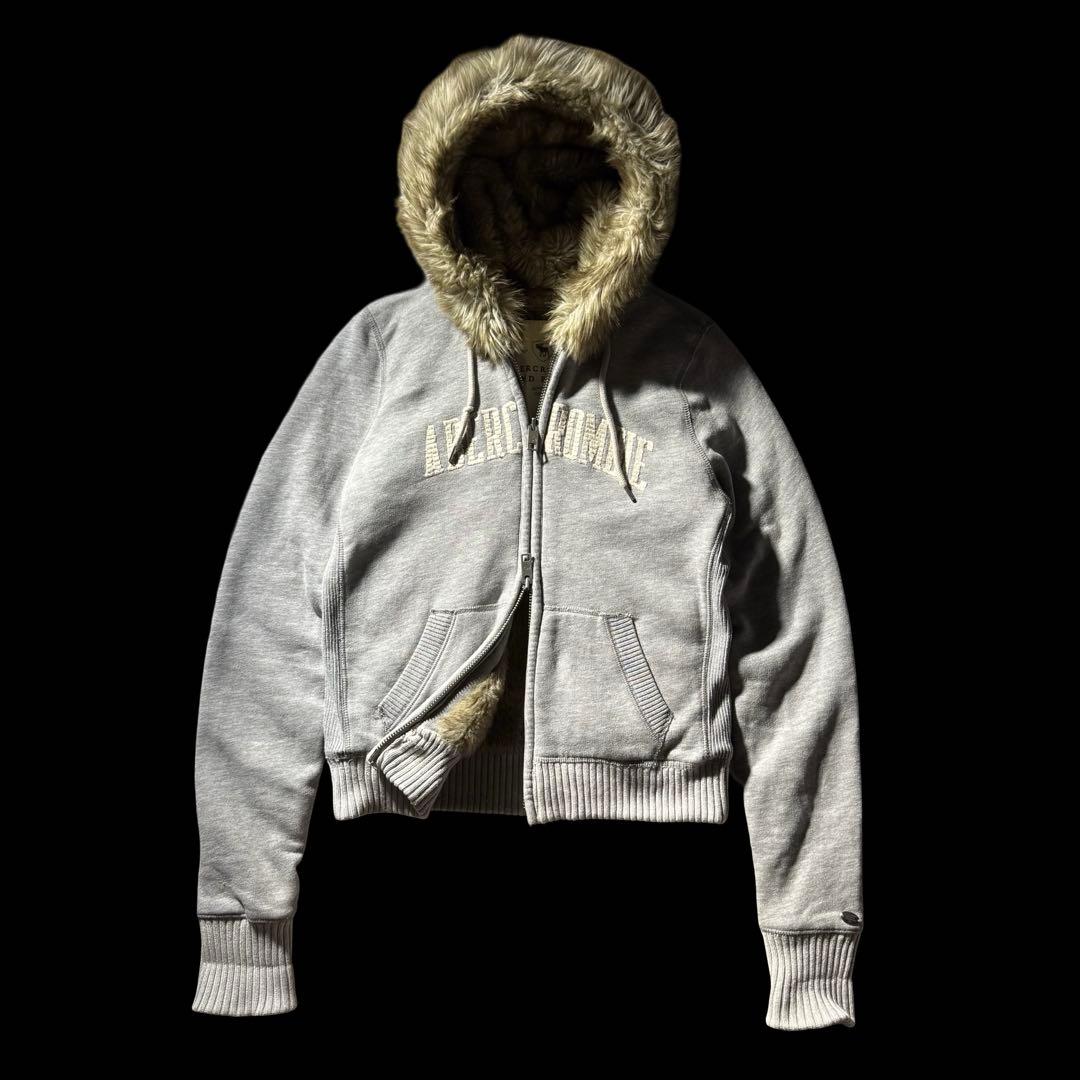 00s A&F fur double zip hoodie y2k 平成