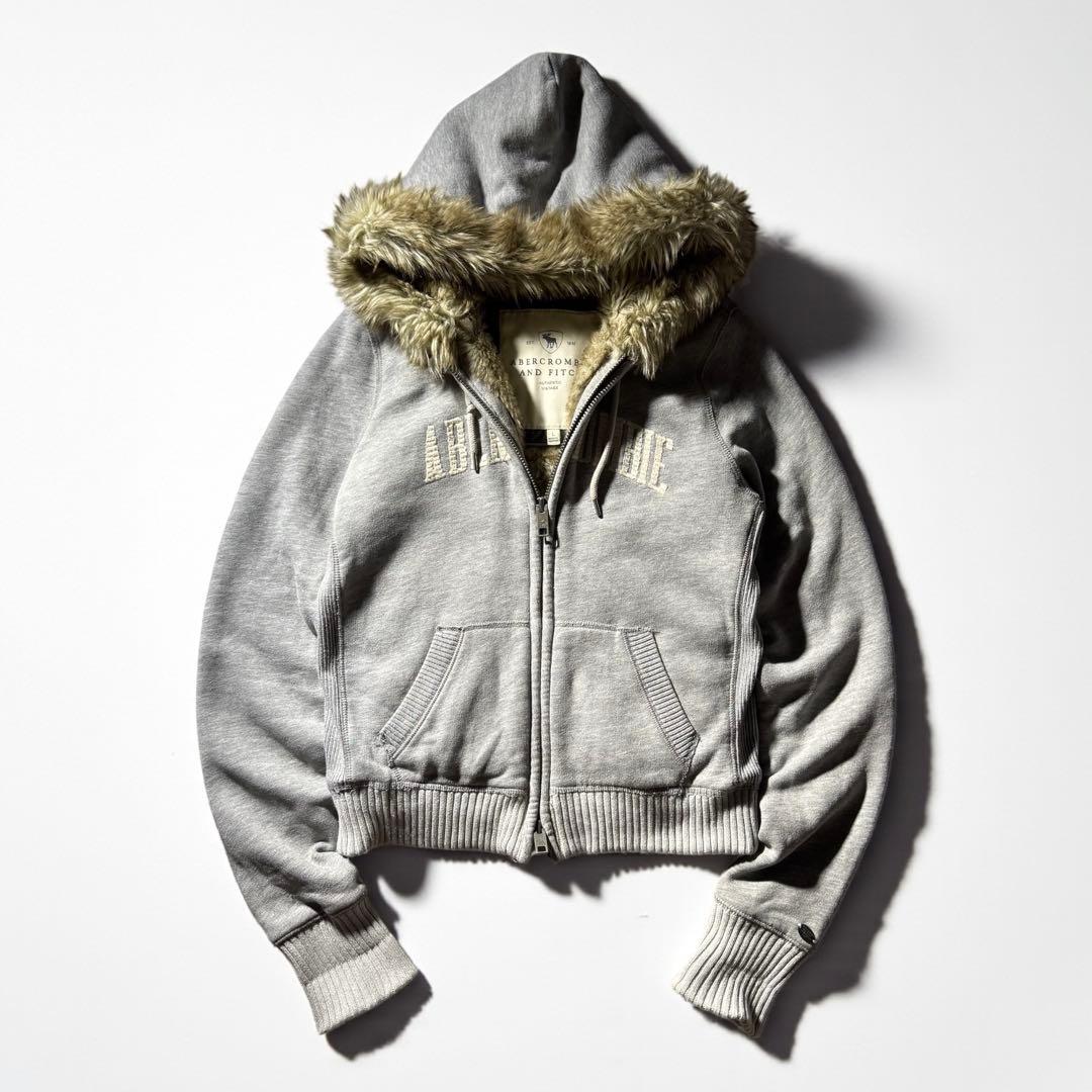 00s A&F fur double zip hoodie y2k 平成