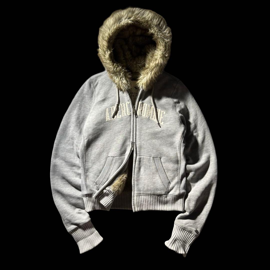 00s A&F fur double zip hoodie y2k 平成
