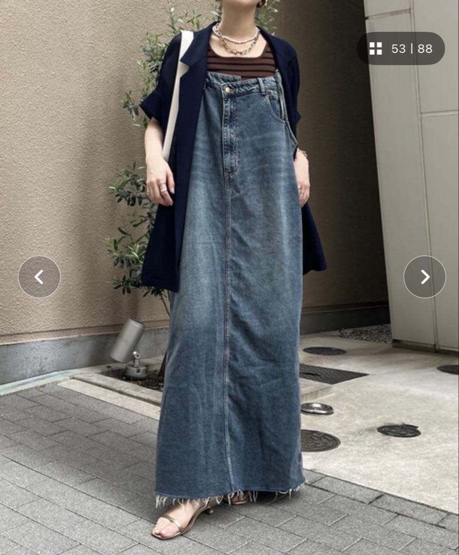 DouDou フリンジデニムジャンスカ