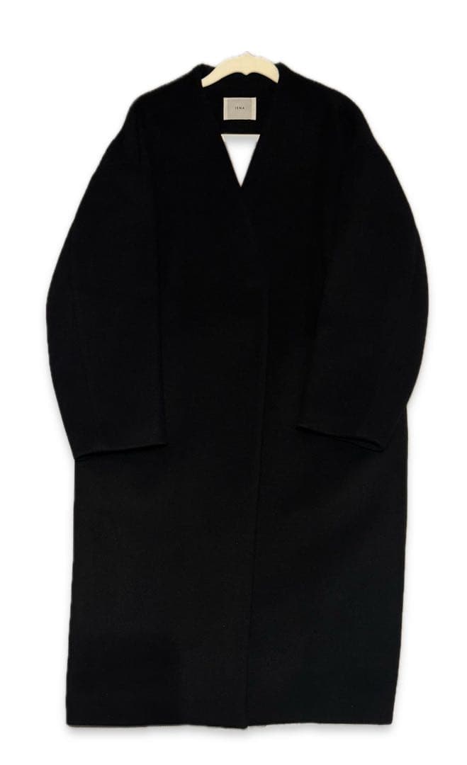 IENA ダブルビーバーVネックノーカラーコート