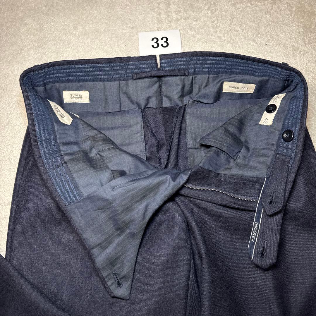 33 未使用　秋冬　インコテックス　ウール　ネイビー　42 XS
