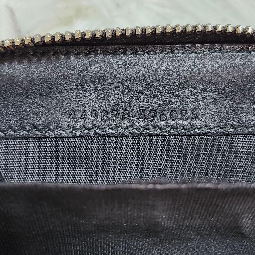 グッチ　ケース　マイクロシマレザー　GG柄　ラウンドファスナー　ブラック