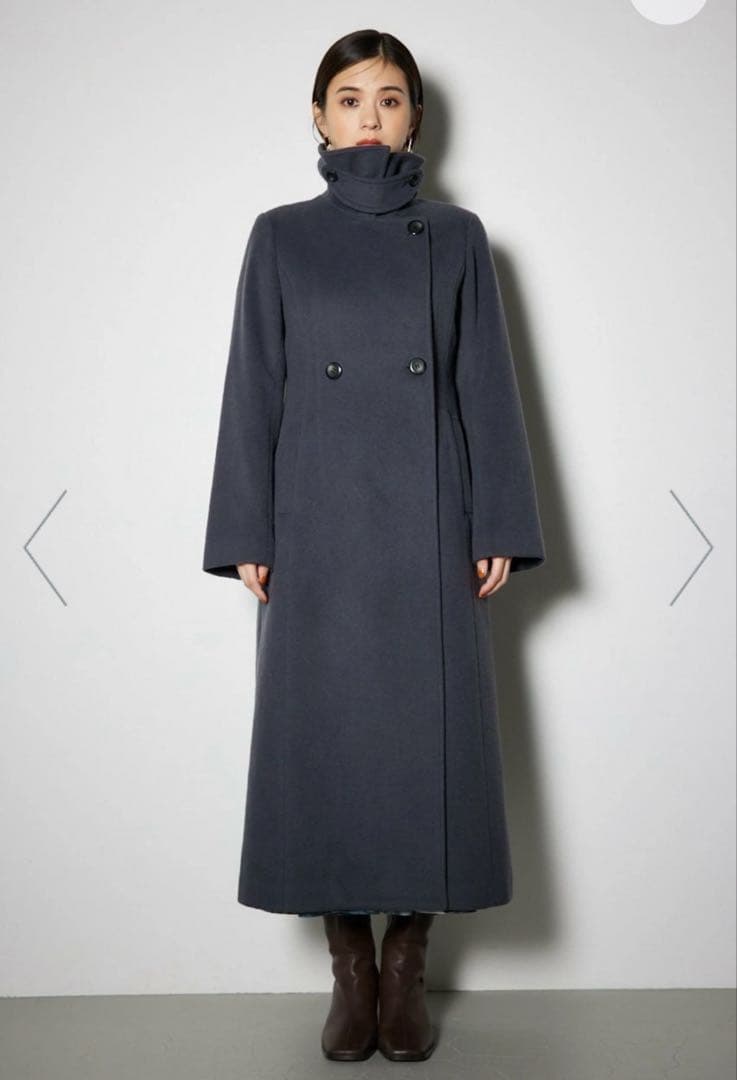 新品リエンダ　スタンドカラーシェイプドチェスターコート　チェック　3way