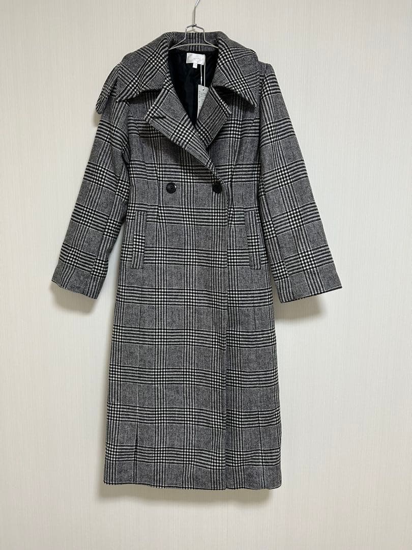 新品リエンダ　スタンドカラーシェイプドチェスターコート　チェック　3way