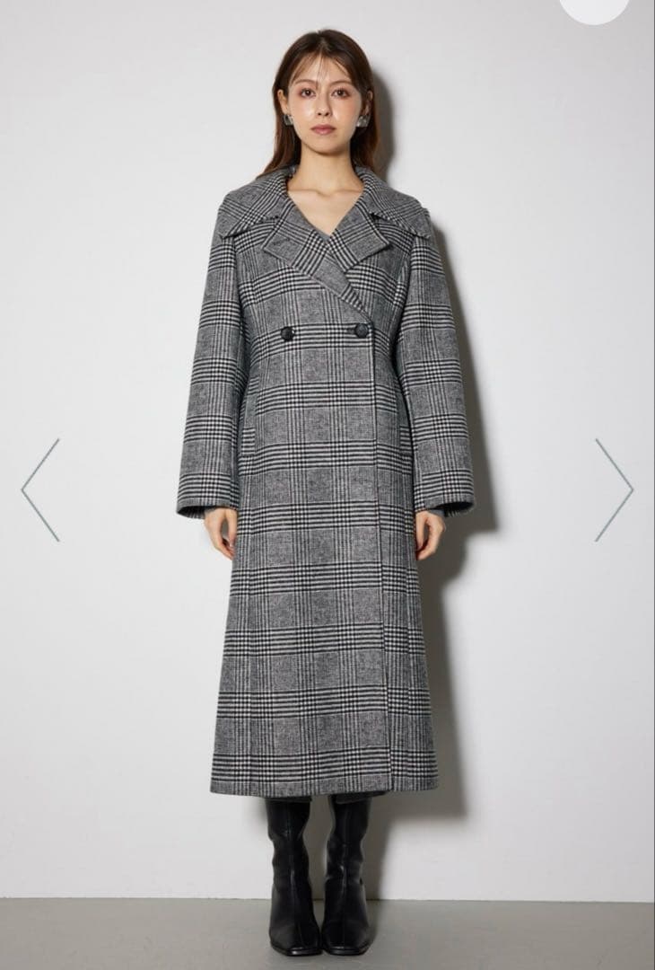 新品リエンダ　スタンドカラーシェイプドチェスターコート　チェック　3way