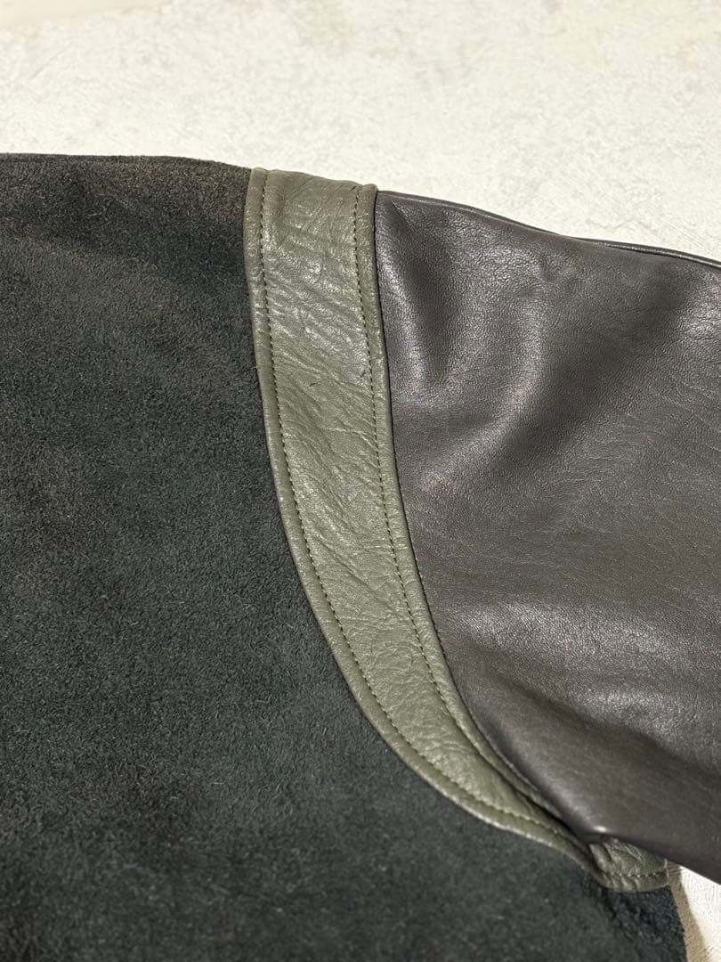 90s 本革 スエード レザージャケット スタジャン ラムレザー テディ