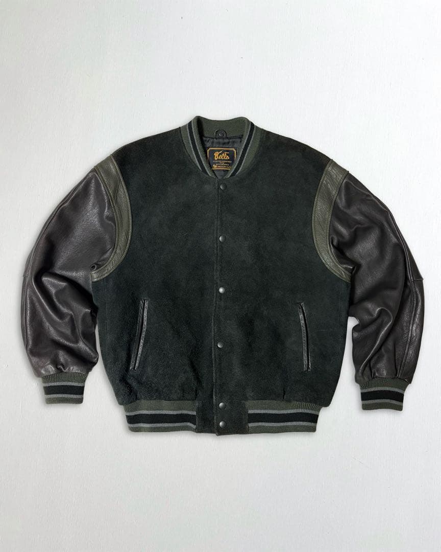 90s 本革 スエード レザージャケット スタジャン ラムレザー テディ