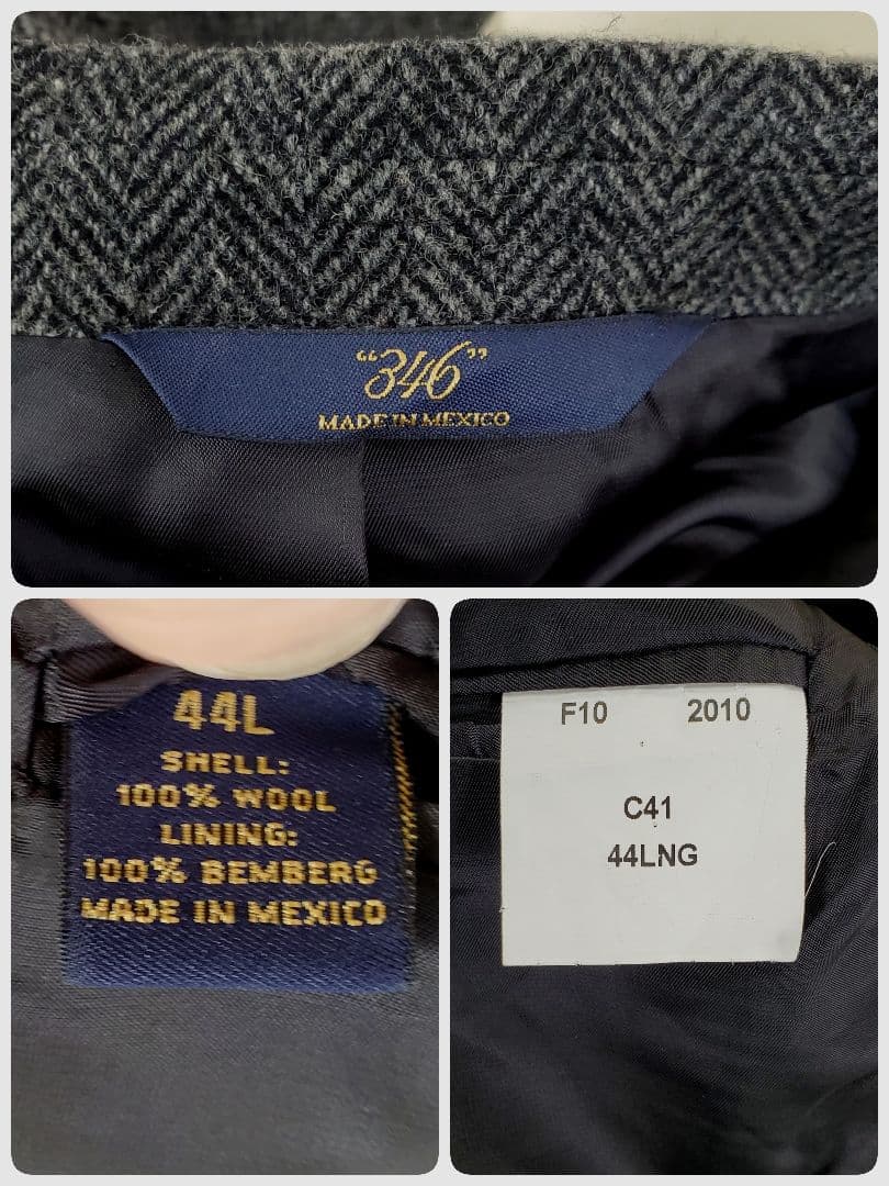 346 ブルックスブラザーズ 毛100％/ヘリンボーン テーラードジャケット44