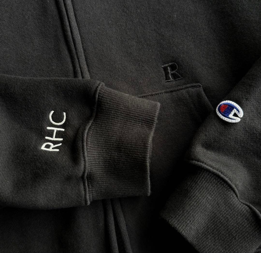 極美品 ロンハーマン RHC チャンピオン別注 ダブルジップ パーカー 黒 ロゴ