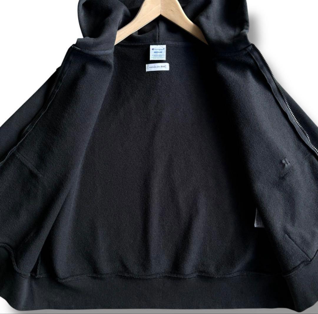 極美品 ロンハーマン RHC チャンピオン別注 ダブルジップ パーカー 黒 ロゴ