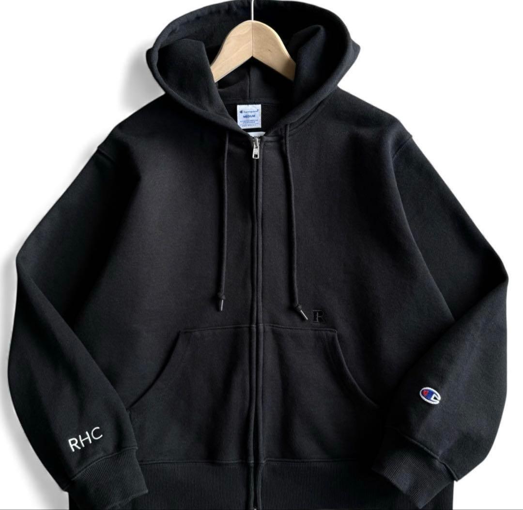 極美品 ロンハーマン RHC チャンピオン別注 ダブルジップ パーカー 黒 ロゴ