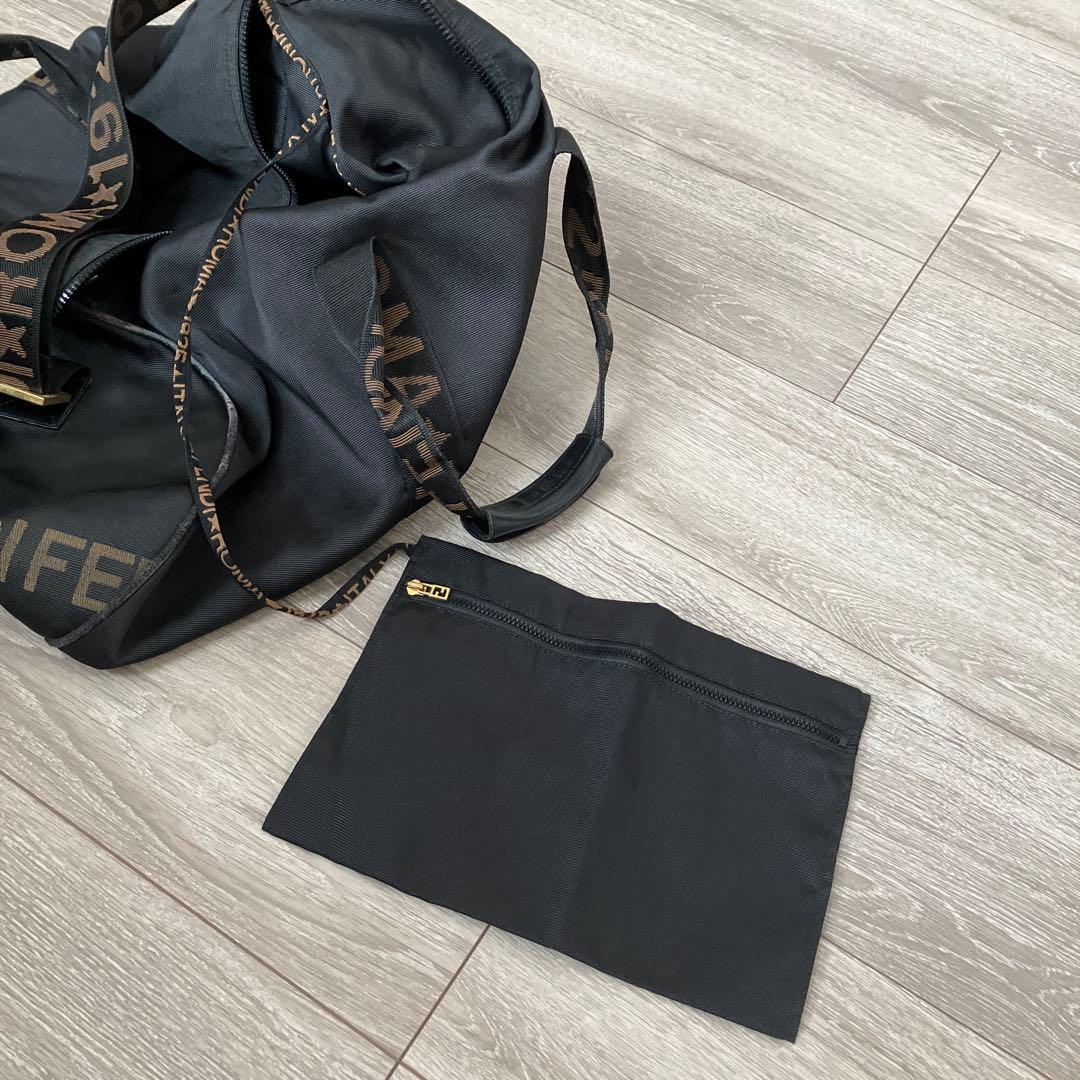 FENDI ナイロン生地 2way ボストンバッグ ドラムバッグ ブラック