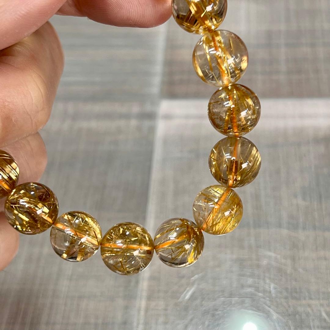 最高級　ゴールドルチルブレスレット　ギラギラ感美しい　8 ルチルクォーツ