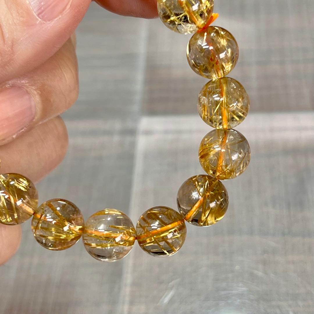 最高級　ゴールドルチルブレスレット　ギラギラ感美しい　8 ルチルクォーツ