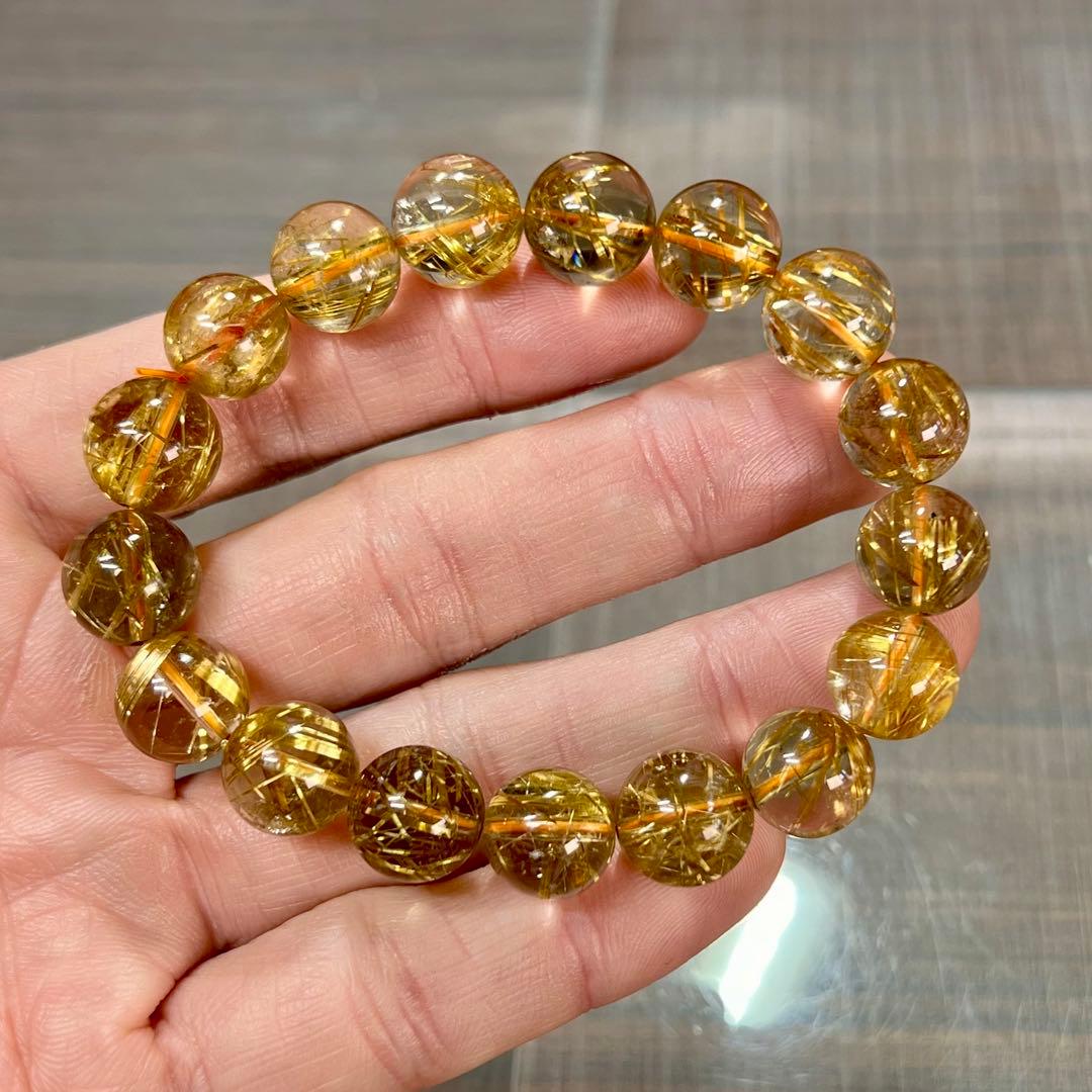 最高級　ゴールドルチルブレスレット　ギラギラ感美しい　8 ルチルクォーツ